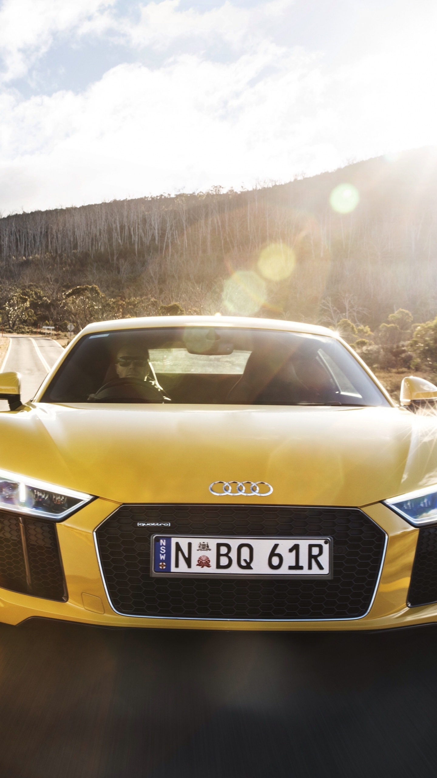 Yellow Audi a 4 on Road During Daytime. Wallpaper in 1440x2560 Resolution