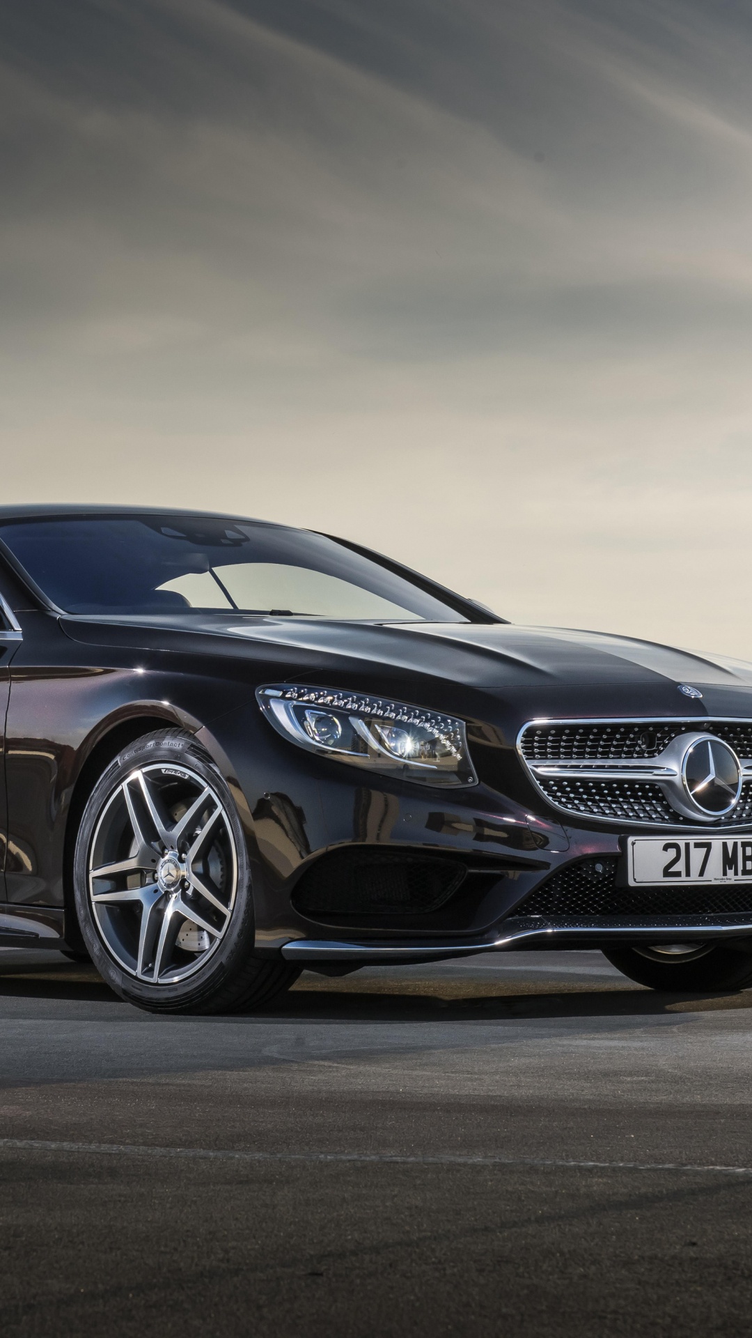 Black Mercedes Benz Coupe on Gray Asphalt Road. Wallpaper in 1080x1920 Resolution