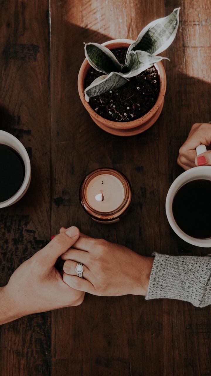 咖啡馆, 手, 咖啡杯, 手指, 木 壁纸 720x1280 允许