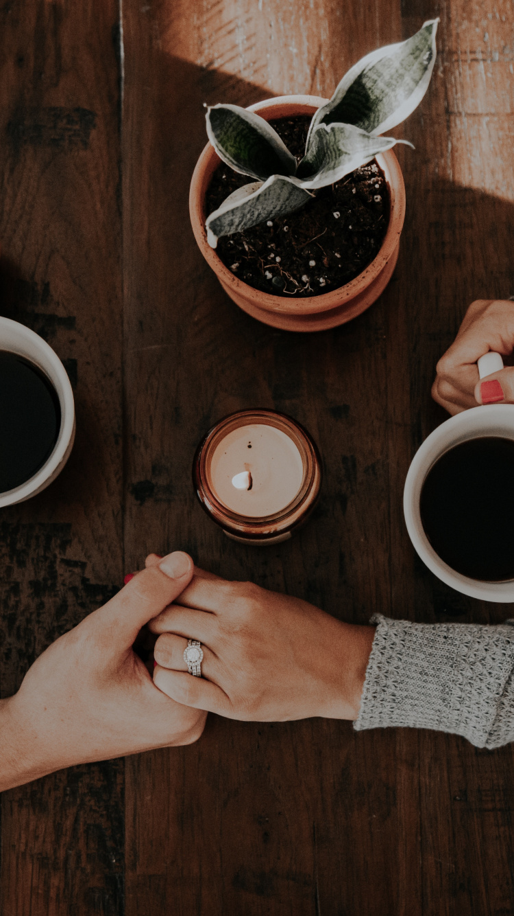 咖啡馆, 手, 咖啡杯, 手指, 木 壁纸 750x1334 允许