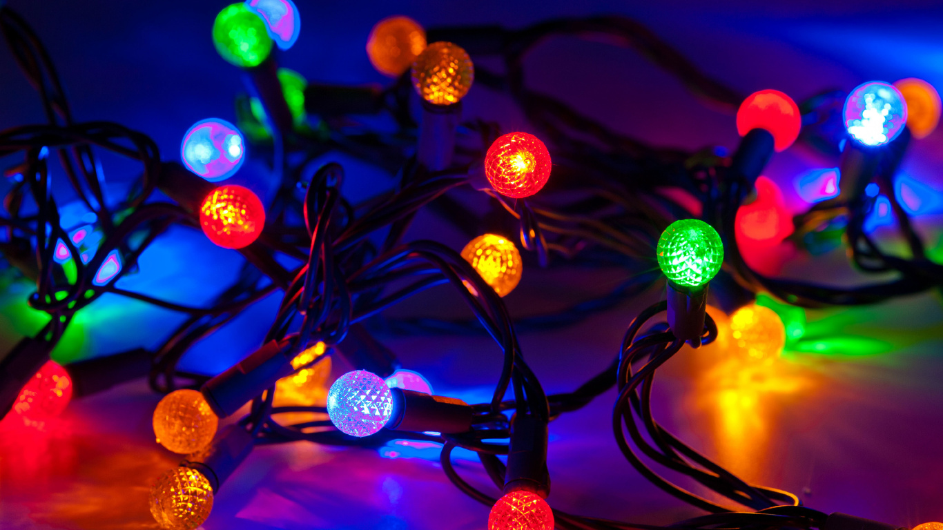 圣诞彩灯, 圣诞节那天, 光, 圣诞装饰, 发光二极管 壁纸 1366x768 允许