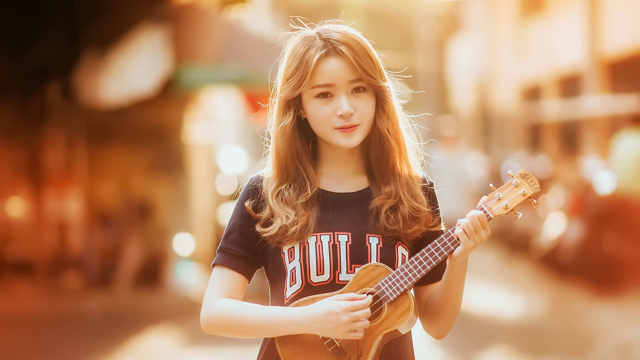 Guitar, String Instrument, Plucked String Instruments, Music, Girl. Wallpaper in 1280x720 Resolution