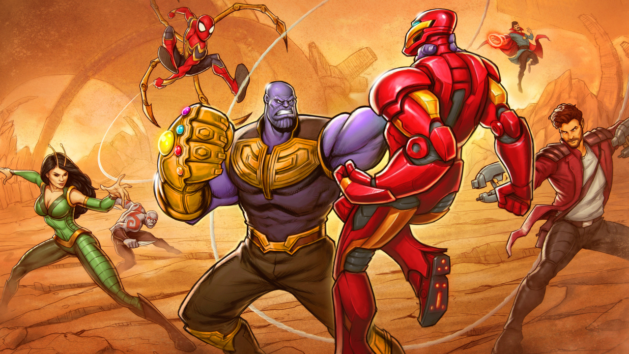 复仇者无穷的战争, Thanos, Spider-man, 超级英雄, 英雄 壁纸 1280x720 允许