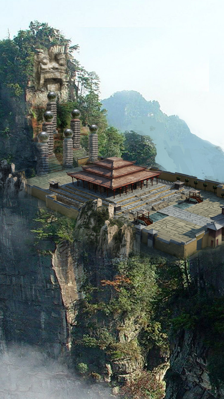 Brown and White House on Top of Mountain. Wallpaper in 750x1334 Resolution