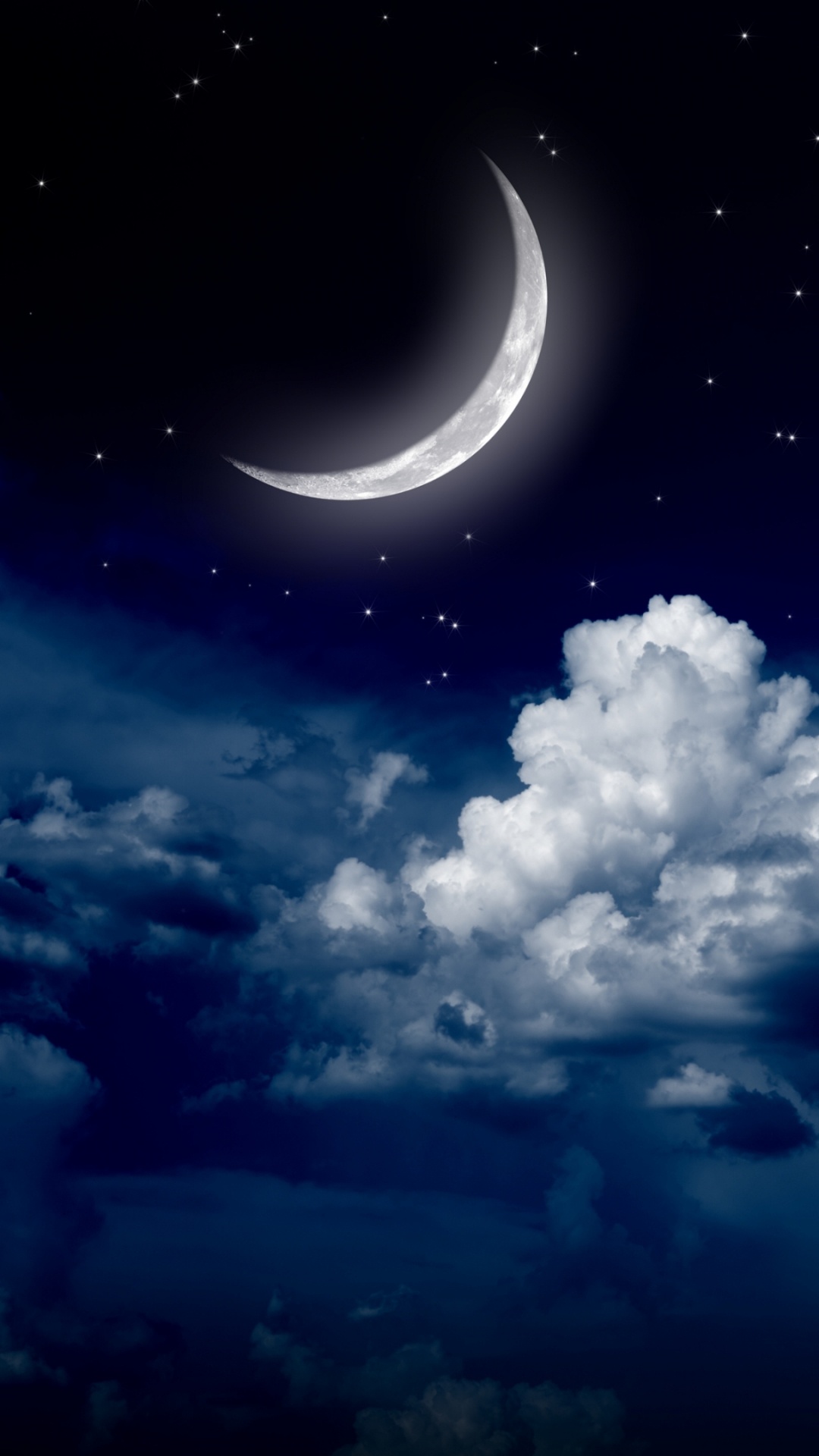 月光, 月亮, 夜晚的天空, 性质, 积云 壁纸 1080x1920 允许