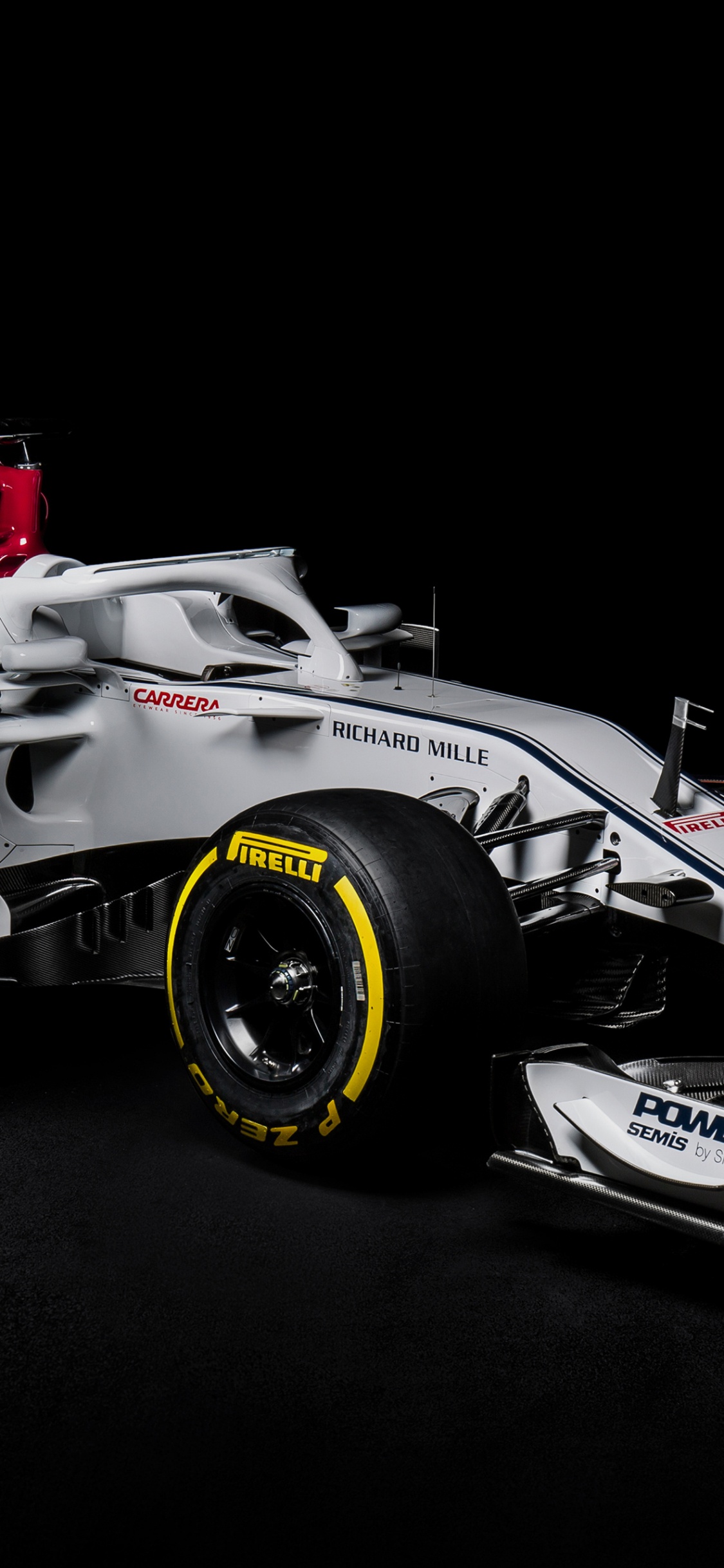 White and Red f 1 Car. Wallpaper in 1125x2436 Resolution