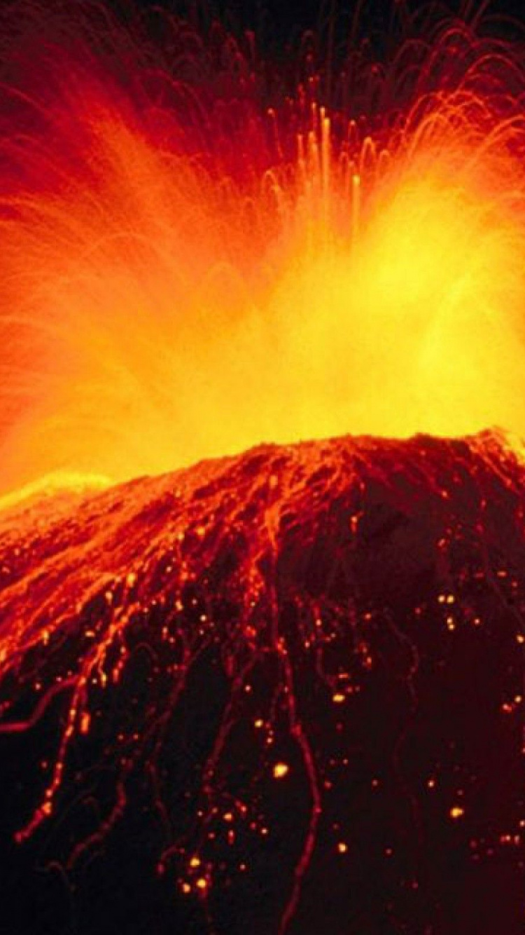 类型的火山爆发, 熔岩圆顶, 火山的地貌, 熔岩, 通气缝隙 壁纸 750x1334 允许