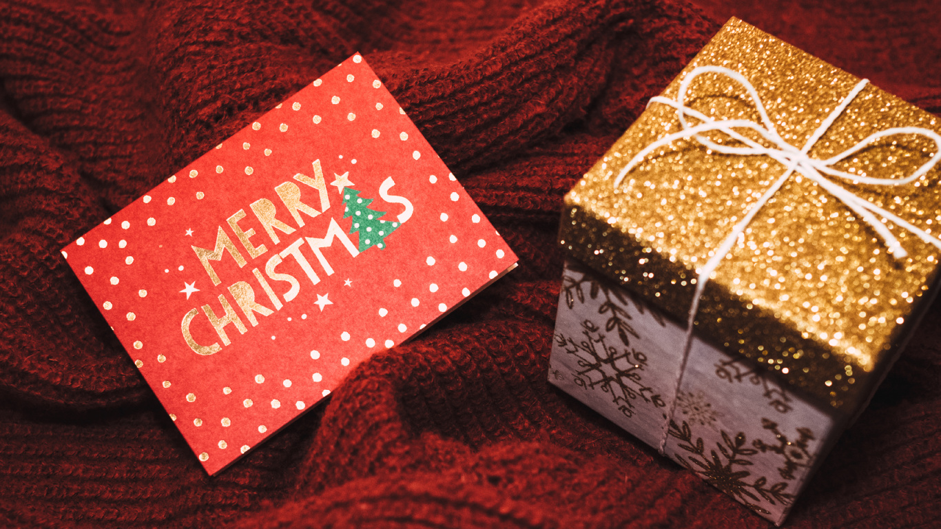 圣诞节那天, 圣诞老人, 圣诞卡片, 新的一年, 假日 壁纸 1366x768 允许