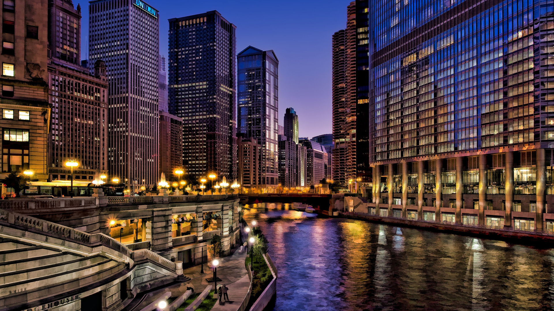 City Skyline During Night Time. Wallpaper in 1920x1080 Resolution