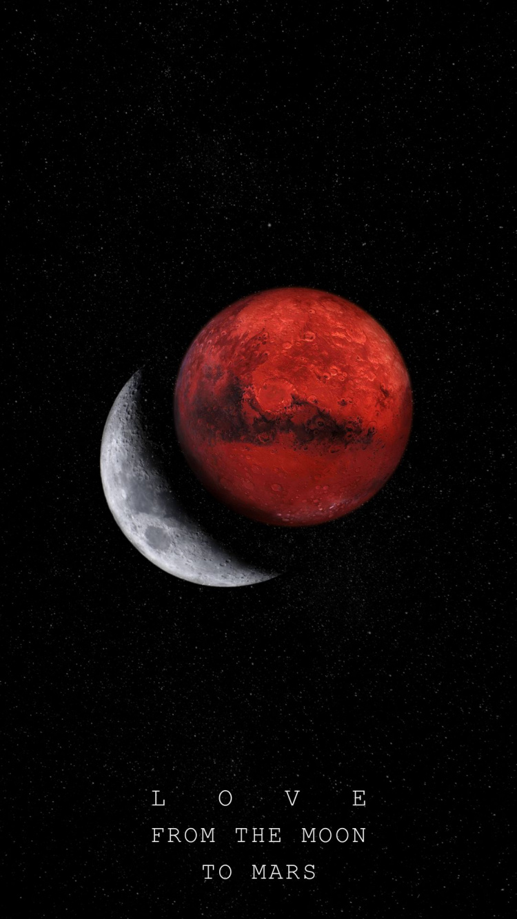 Luna, Eclipse Lunar, Planeta, Marte, Lunas de Marte. Wallpaper in 750x1334 Resolution