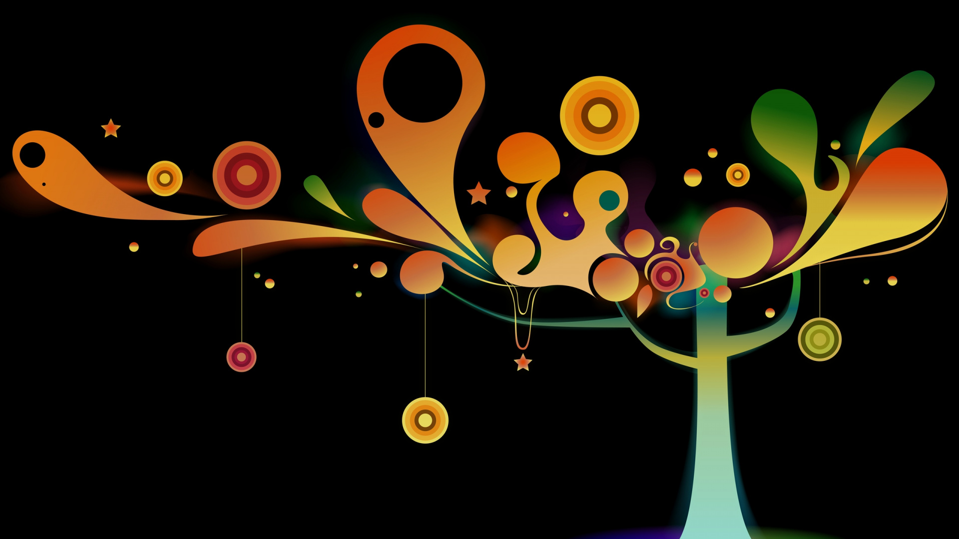 Illustration de Ballons Verts Jaunes et Rouges. Wallpaper in 1920x1080 Resolution