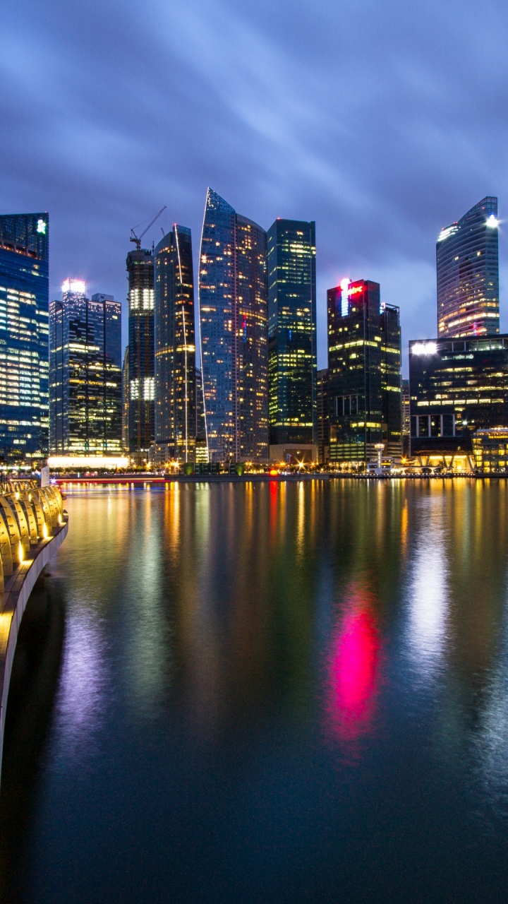 Gardens by The Bay, Wasser, Wolkenkratzer, Gebäude, Cloud. Wallpaper in 720x1280 Resolution