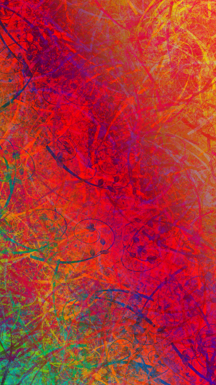 Peinture Abstraite Rouge Vert et Bleu. Wallpaper in 750x1334 Resolution