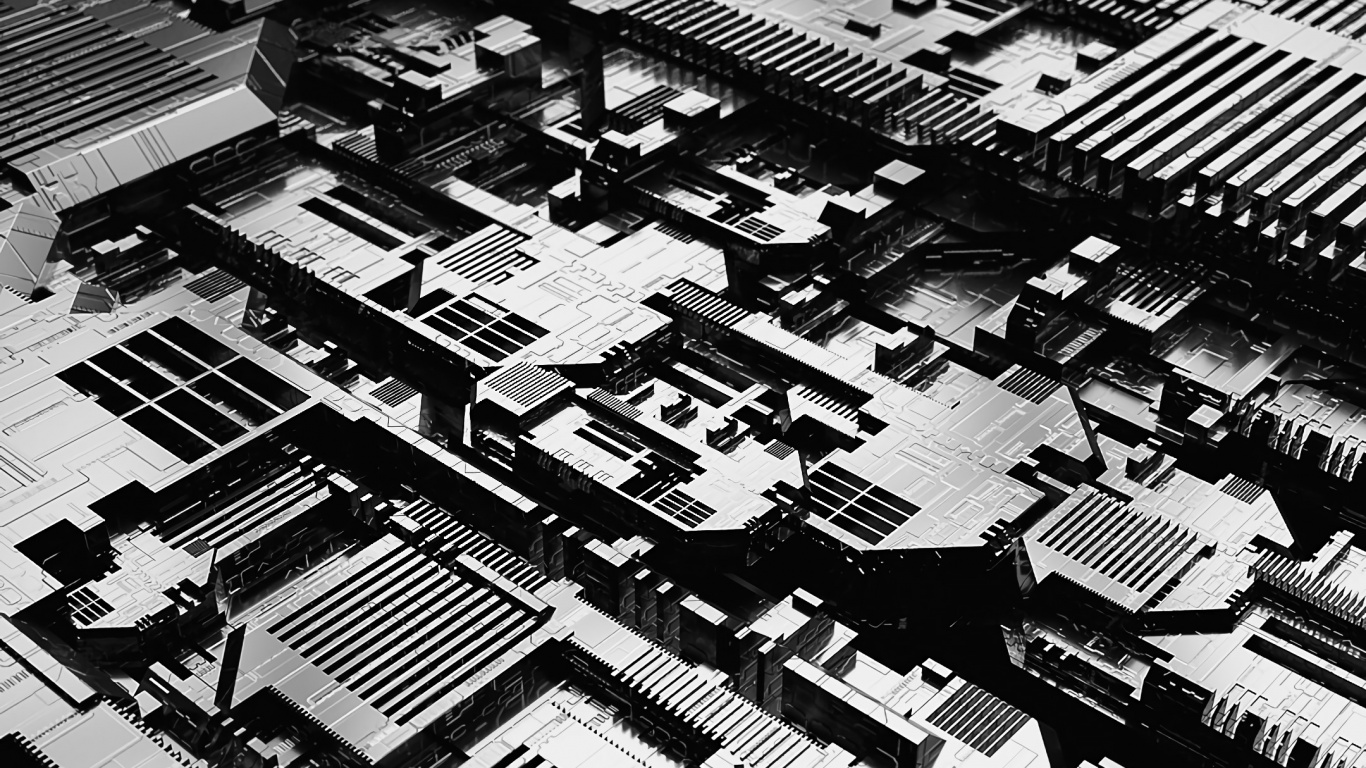 Graustufen-Luftbild Von Stadtgebäuden. Wallpaper in 1366x768 Resolution