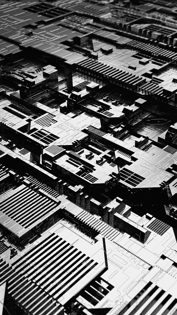 Graustufen-Luftbild Von Stadtgebäuden. Wallpaper in 750x1334 Resolution