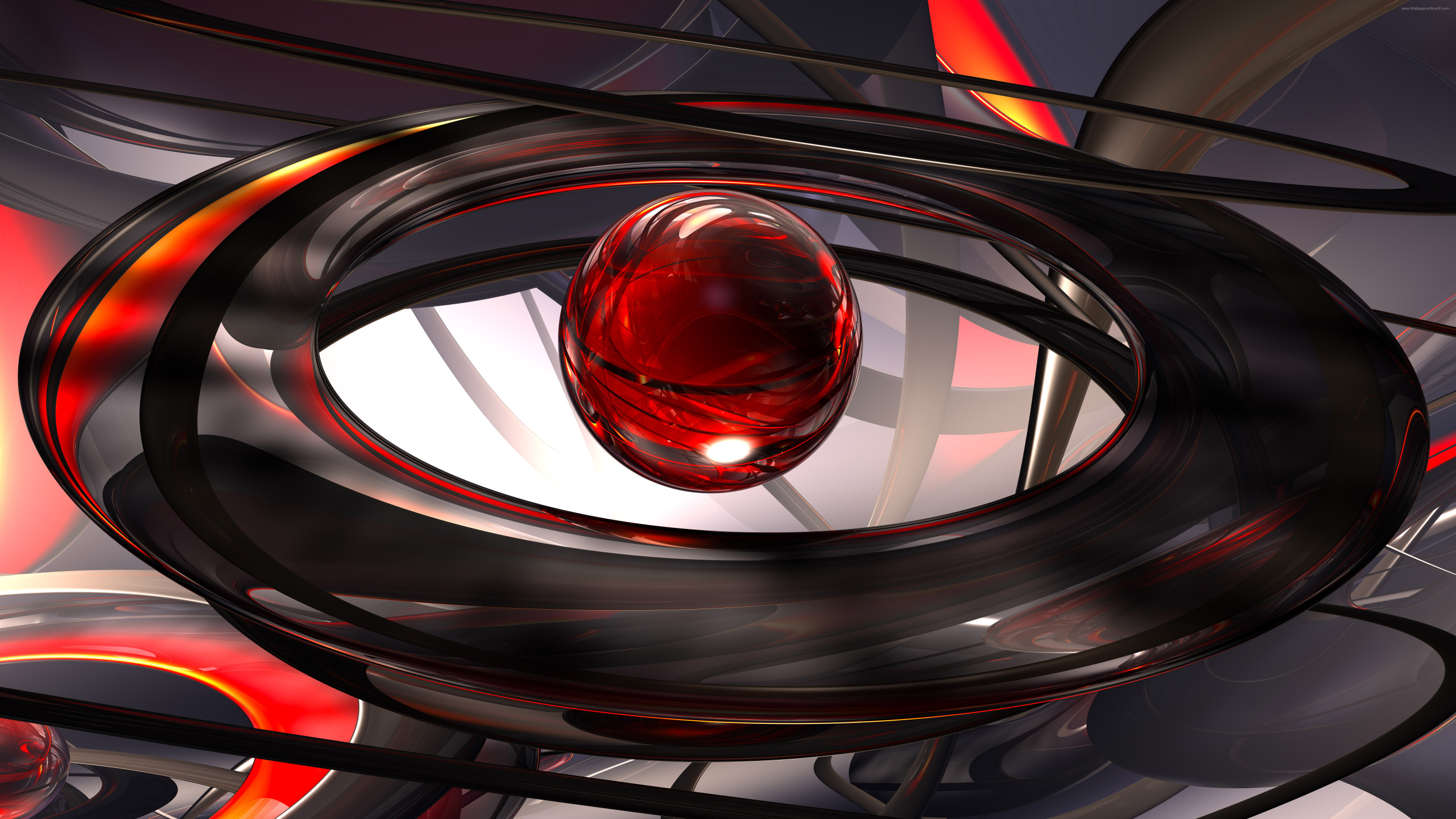 Illustration en Spirale Noire et Rouge. Wallpaper in 2560x1440 Resolution