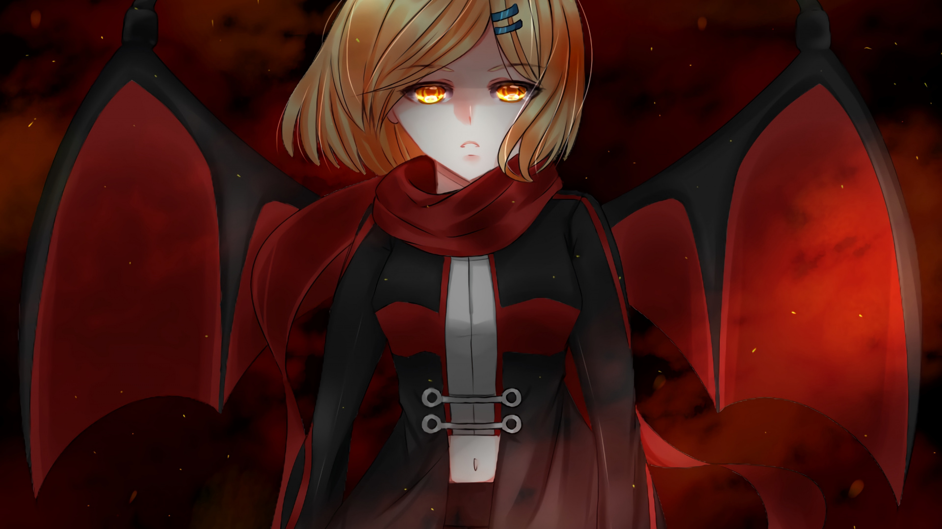 Fille Aux Cheveux Blonde en Personnage D'anime Manteau Rouge et Blanc. Wallpaper in 1920x1080 Resolution