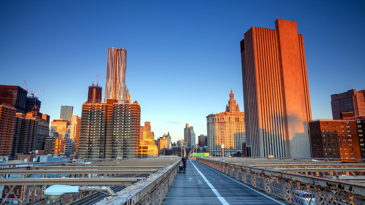 People Walking on Sidewalk Near High Rise Buildings During Daytime. Wallpaper in 1280x720 Resolution