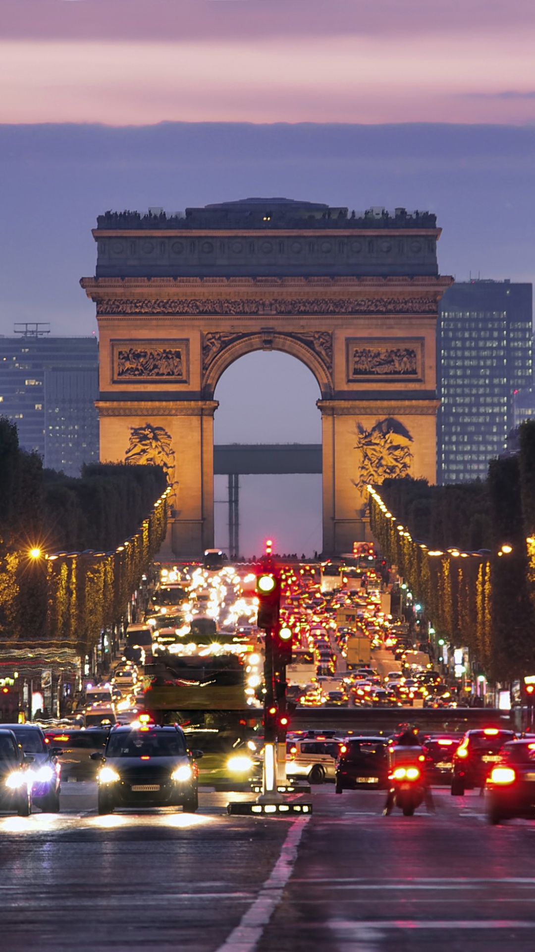 Cars on Road Near Arch Gate During Night Time. Wallpaper in 1080x1920 Resolution