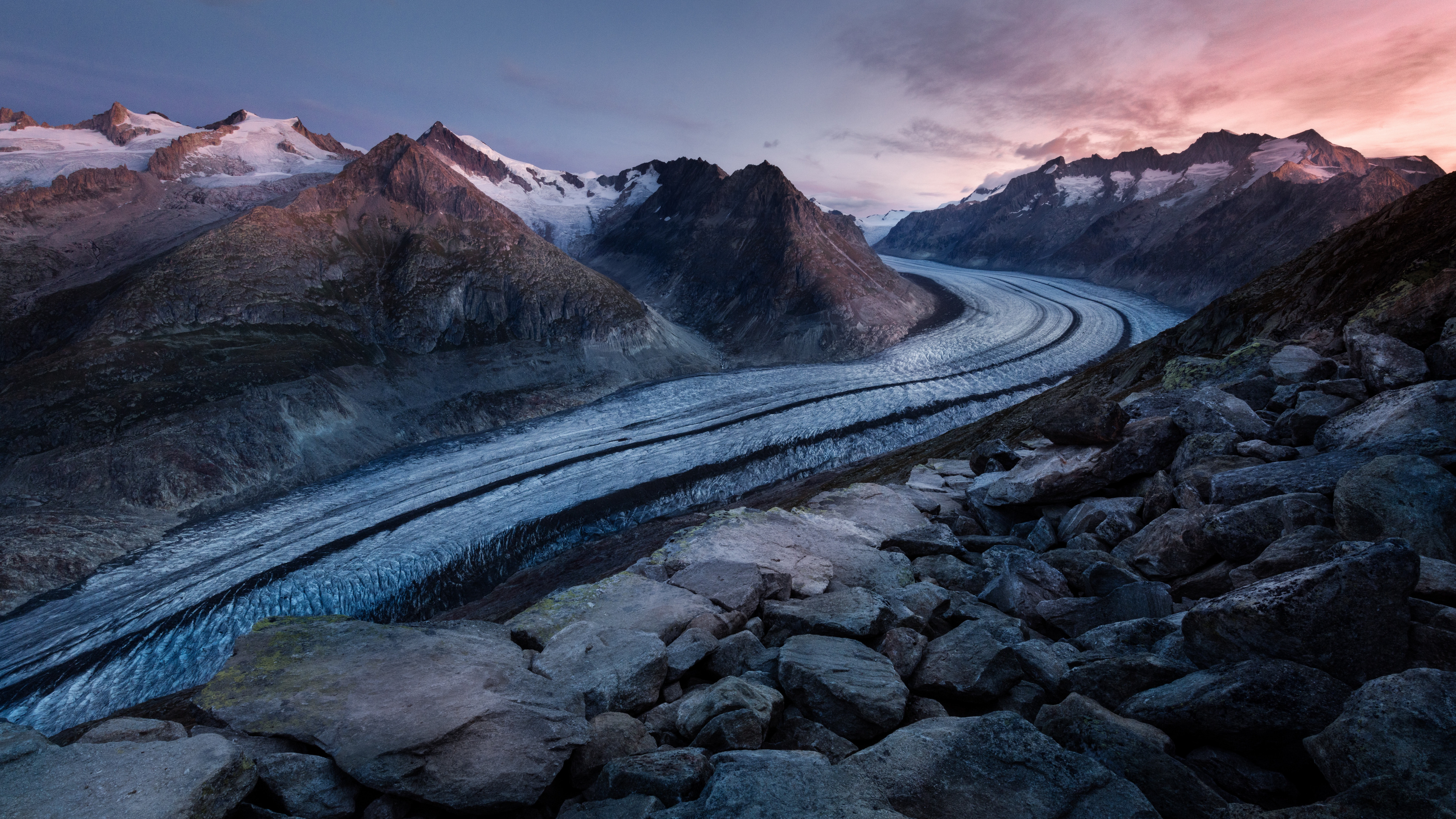 Schrumpfende Gebirgsgletscher, Alpen, Gletscher, Cloud, Naturlandschaft. Wallpaper in 3840x2160 Resolution