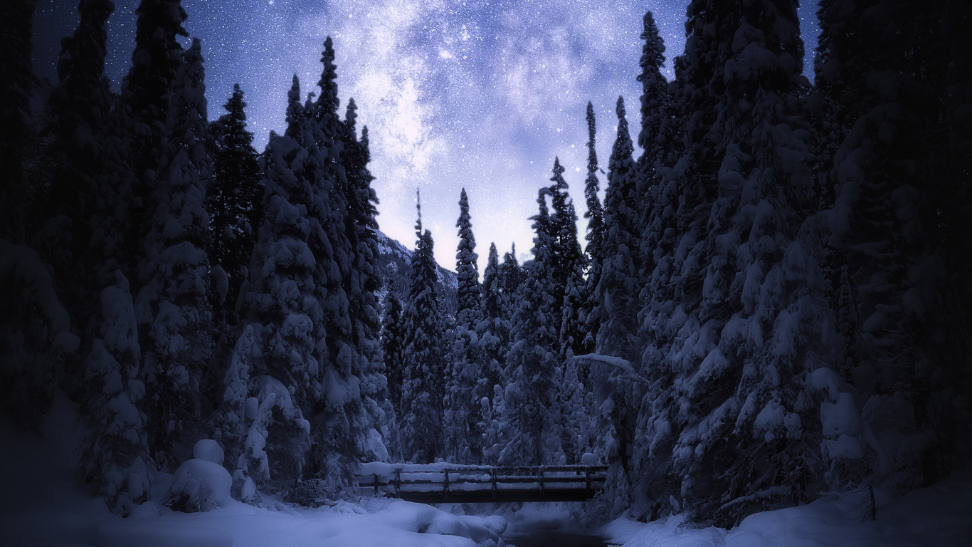 Nuit, Hiver, Atmosphère, Eau, Paysage Naturel. Wallpaper in 1366x768 Resolution