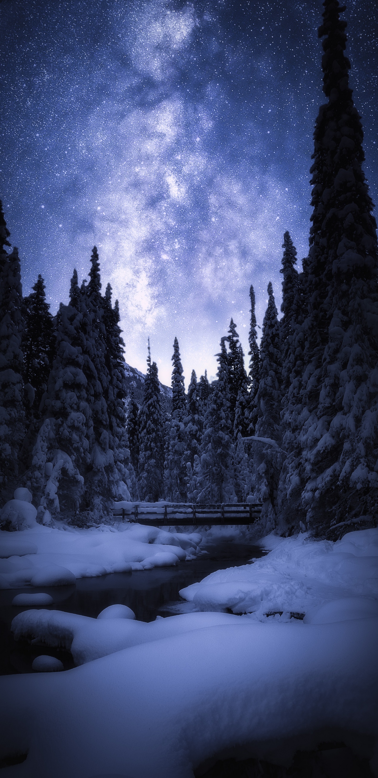 Nuit, Hiver, Atmosphère, Eau, Paysage Naturel. Wallpaper in 1440x2960 Resolution