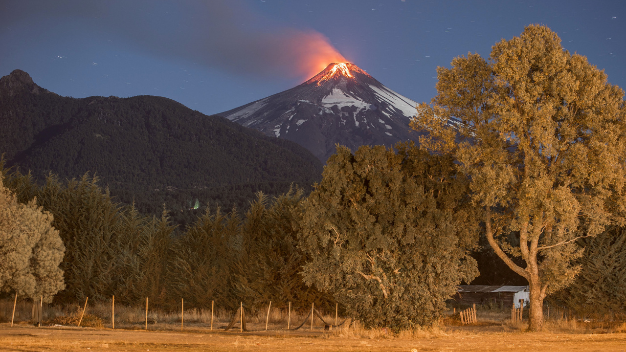 比亚, Pucn, 山脉, Eldgos, 天空 壁纸 1280x720 允许