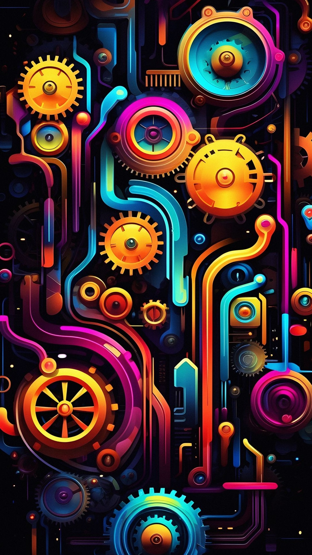 Neon, Moonaz, Ios, Light, Art. Wallpaper in 1080x1920 Resolution