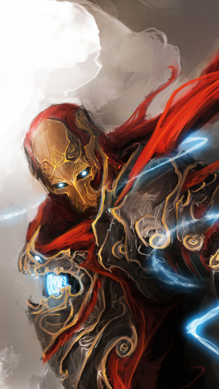 Mujer en Vestido Azul y Rojo Ilustración. Wallpaper in 750x1334 Resolution