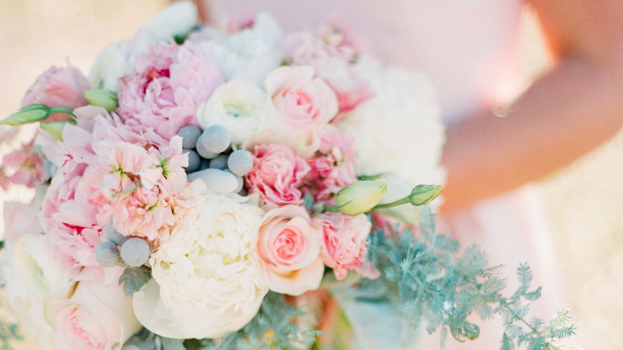 Blau, Braut, Brautjungfer, Blumenstrauss, Schnittblumen. Wallpaper in 1280x720 Resolution