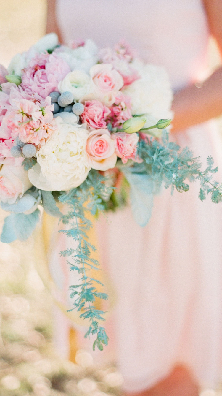 Boda, Azul, de Dama de Honor, Ramo, Las Flores Cortadas. Wallpaper in 750x1334 Resolution