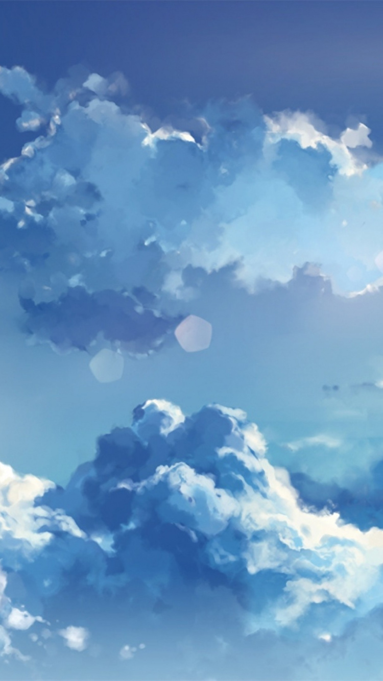 Cielo de Anime, Anime, Ambiente, Azure, Azul. Wallpaper in 750x1334 Resolution
