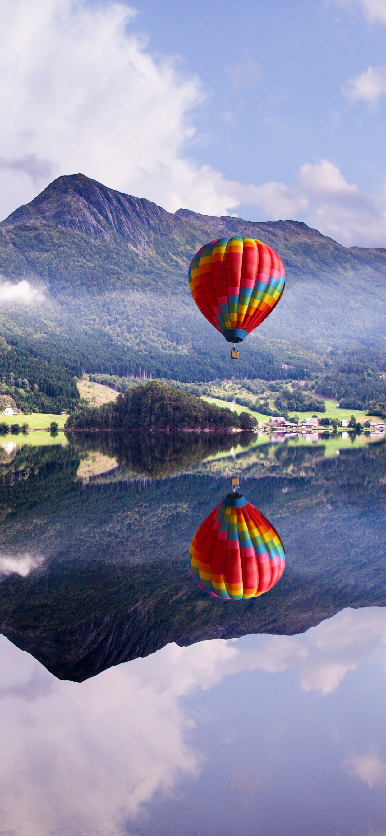 Green and Black Mountains Beside Body of Water During Daytime. Wallpaper in 1242x2688 Resolution