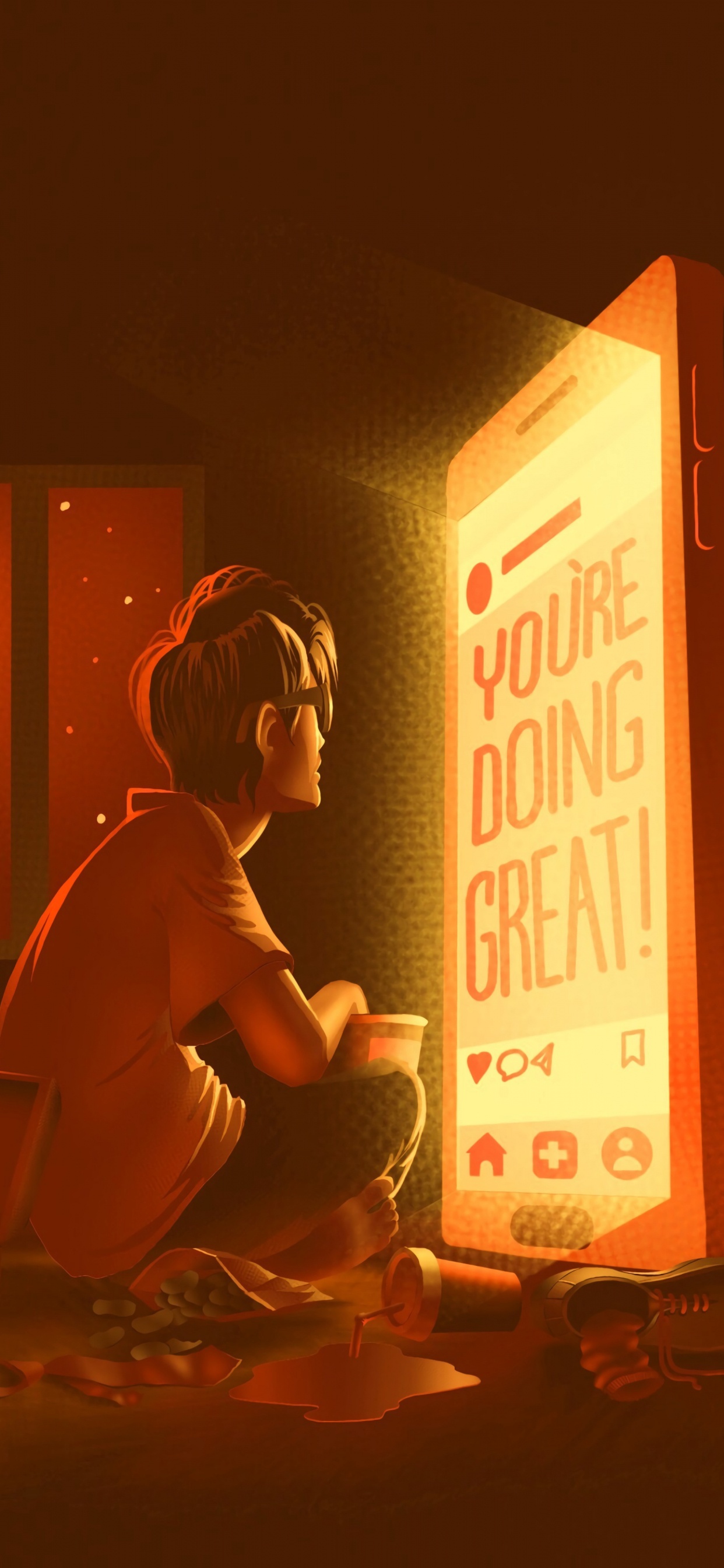 Femme en Débardeur Rouge Assis Sur le Lit. Wallpaper in 1242x2688 Resolution