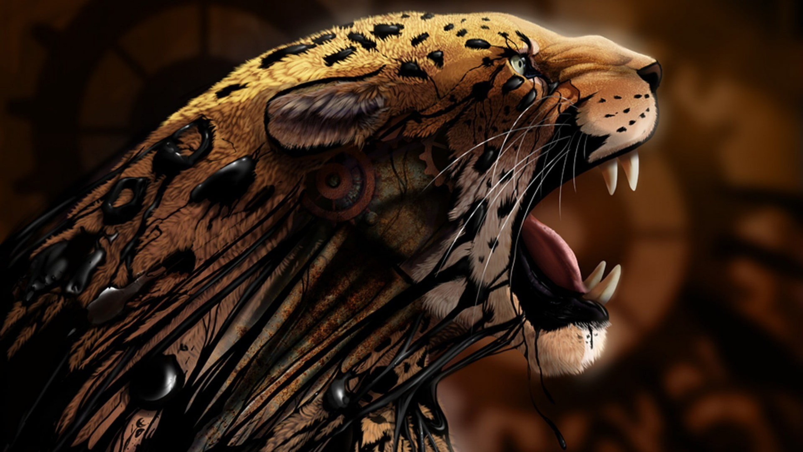 Digital Art, Sculpture, Felidae, Wood, Carnivore. Wallpaper in 2560x1440 Resolution