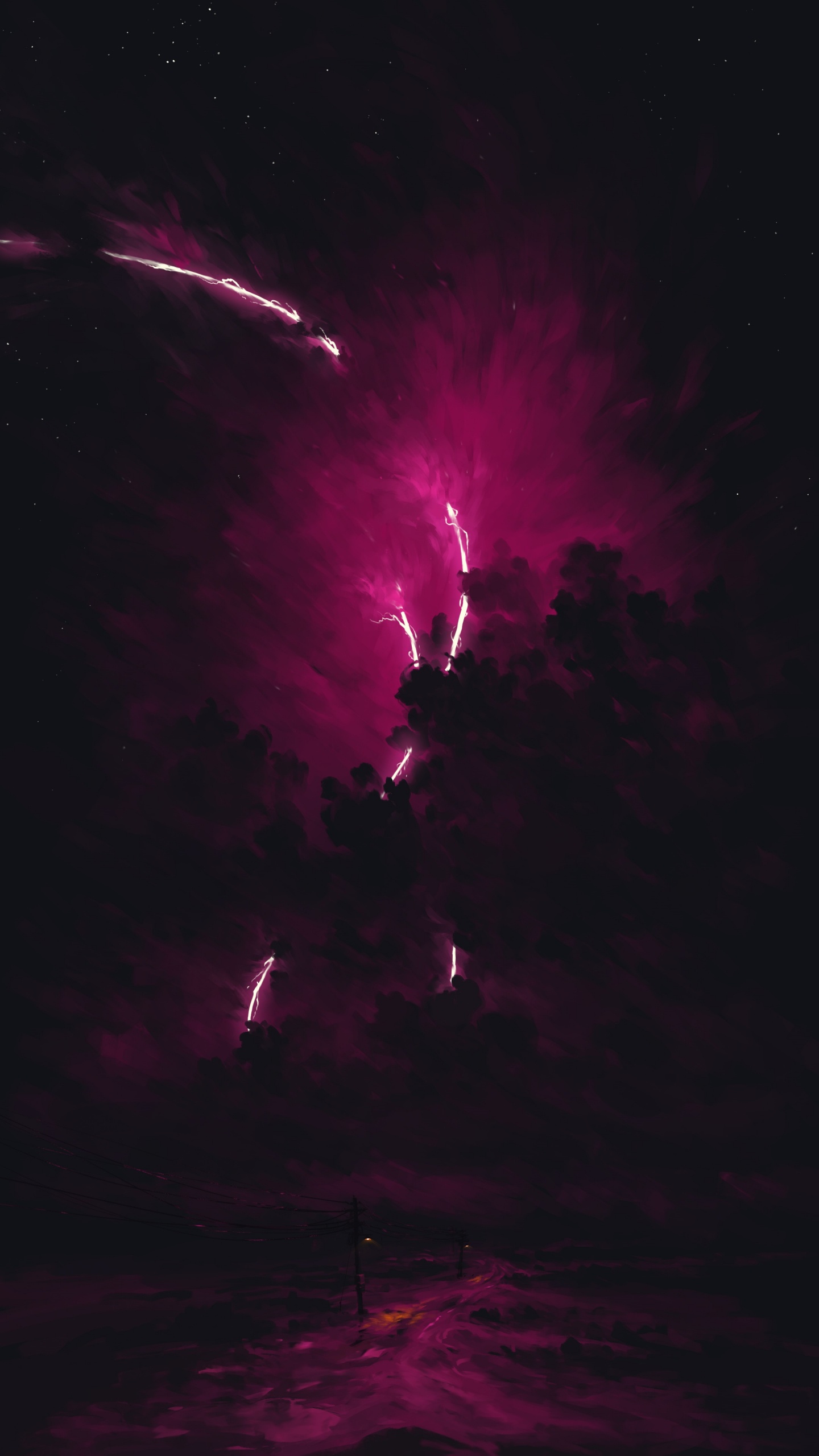 Thunder, Atmosphère, Purple, Orage, Nature. Wallpaper in 1440x2560 Resolution