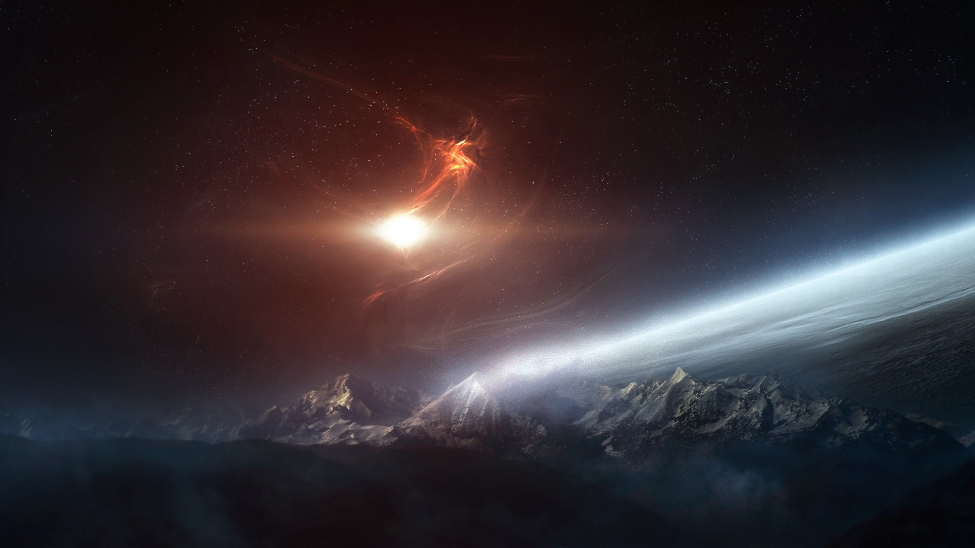 Atmosphäre, Weltraum, Raum, Astronomisches Objekt, Horizont. Wallpaper in 1920x1080 Resolution