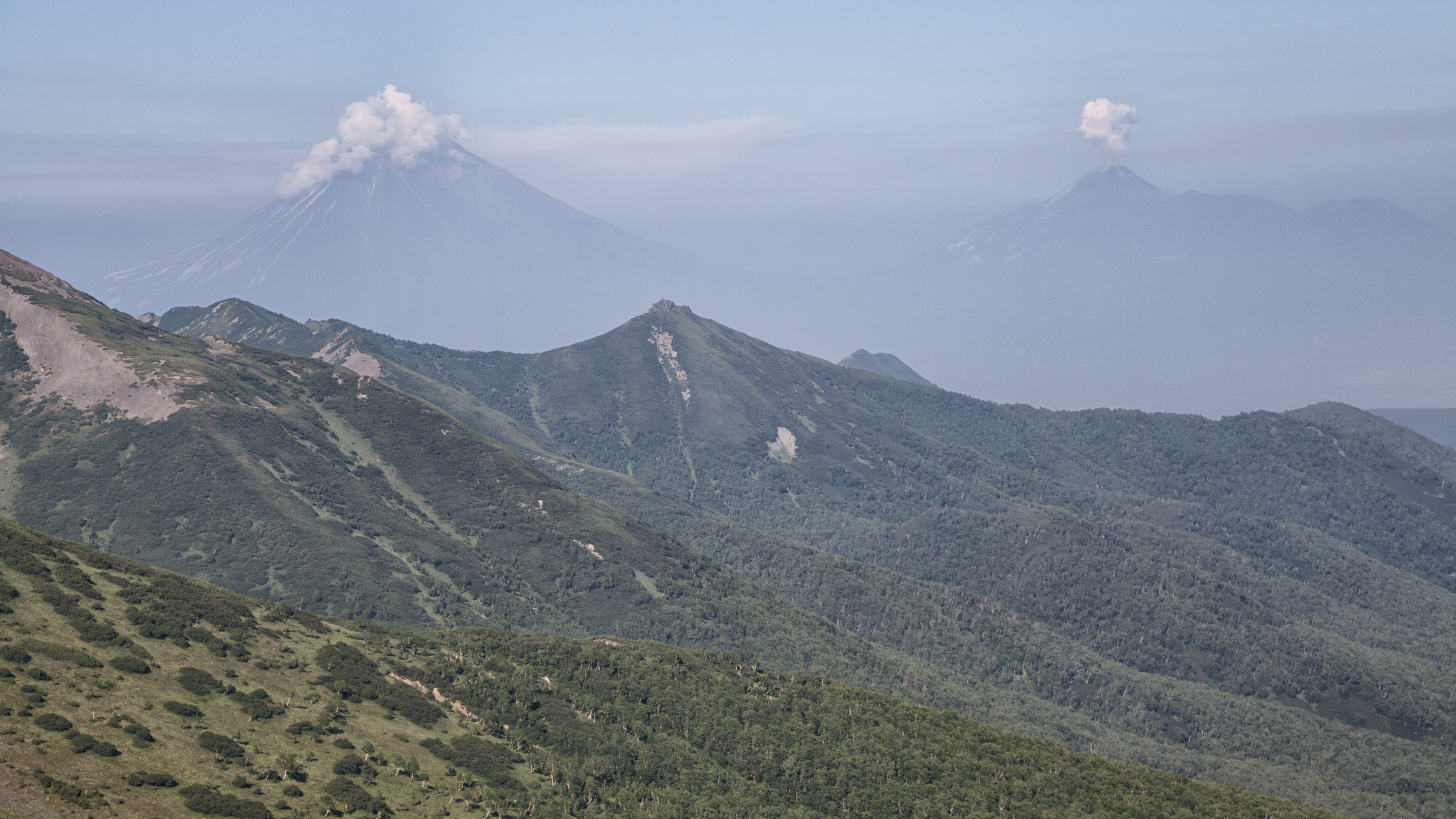 堪察加半岛的火山, 堪察加半岛, 安装的风景, 多山的地貌, 高地 壁纸 3840x2160 允许
