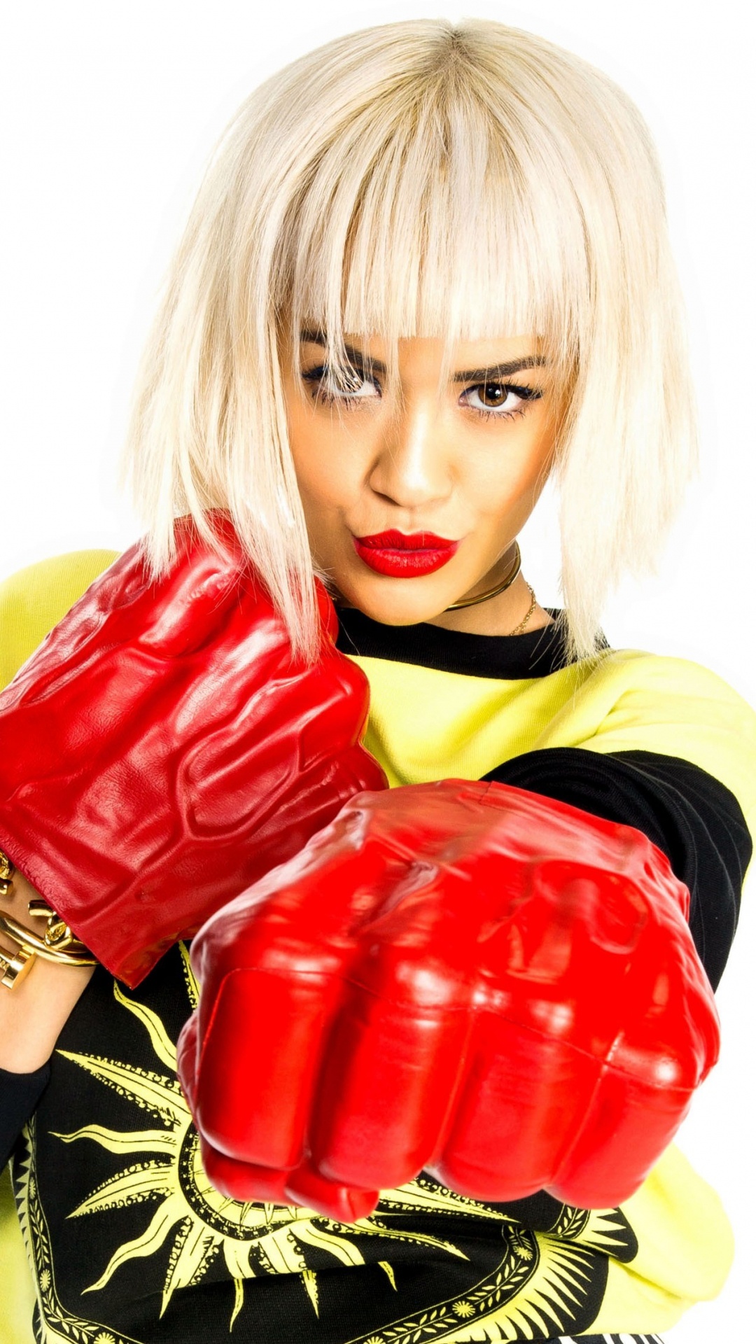手套, Rita Ora, 拳击手套, 红色的, 拳击设备 壁纸 1080x1920 允许