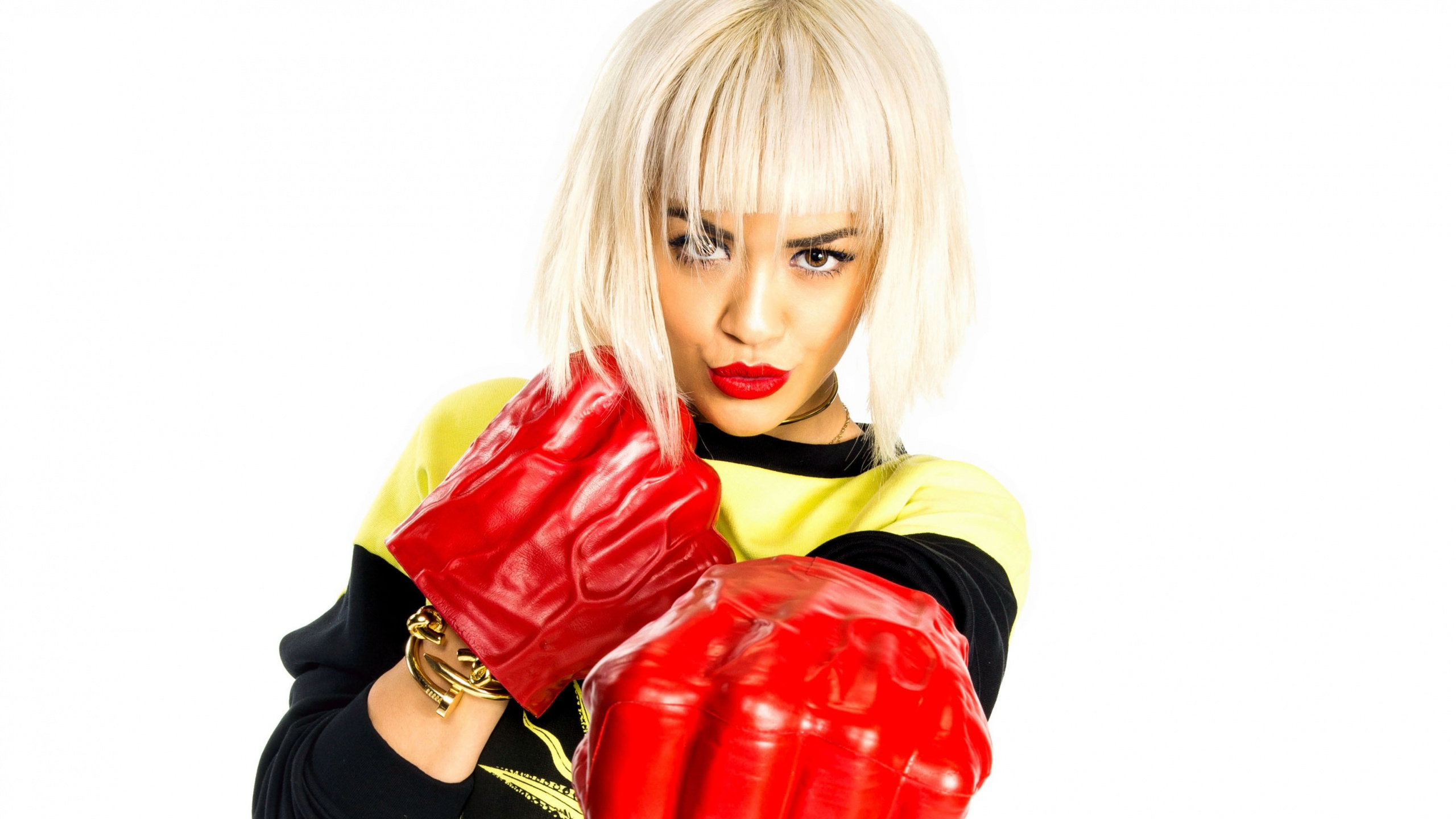 手套, Rita Ora, 拳击手套, 红色的, 拳击设备 壁纸 2560x1440 允许