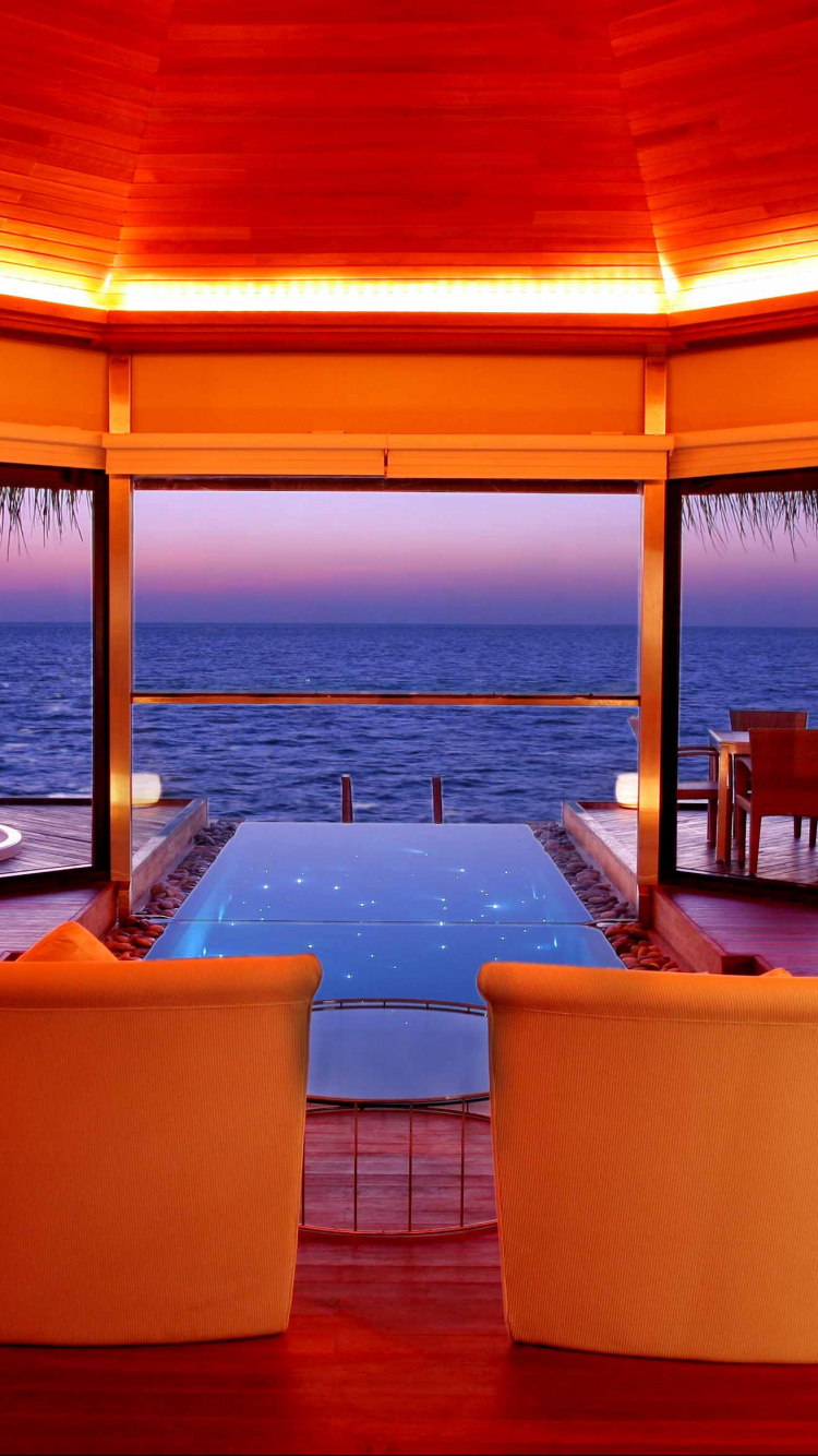 室内设计, Huvafen Fushi Maldives, 度假村, Spa, 芙花芬岛 壁纸 750x1334 允许