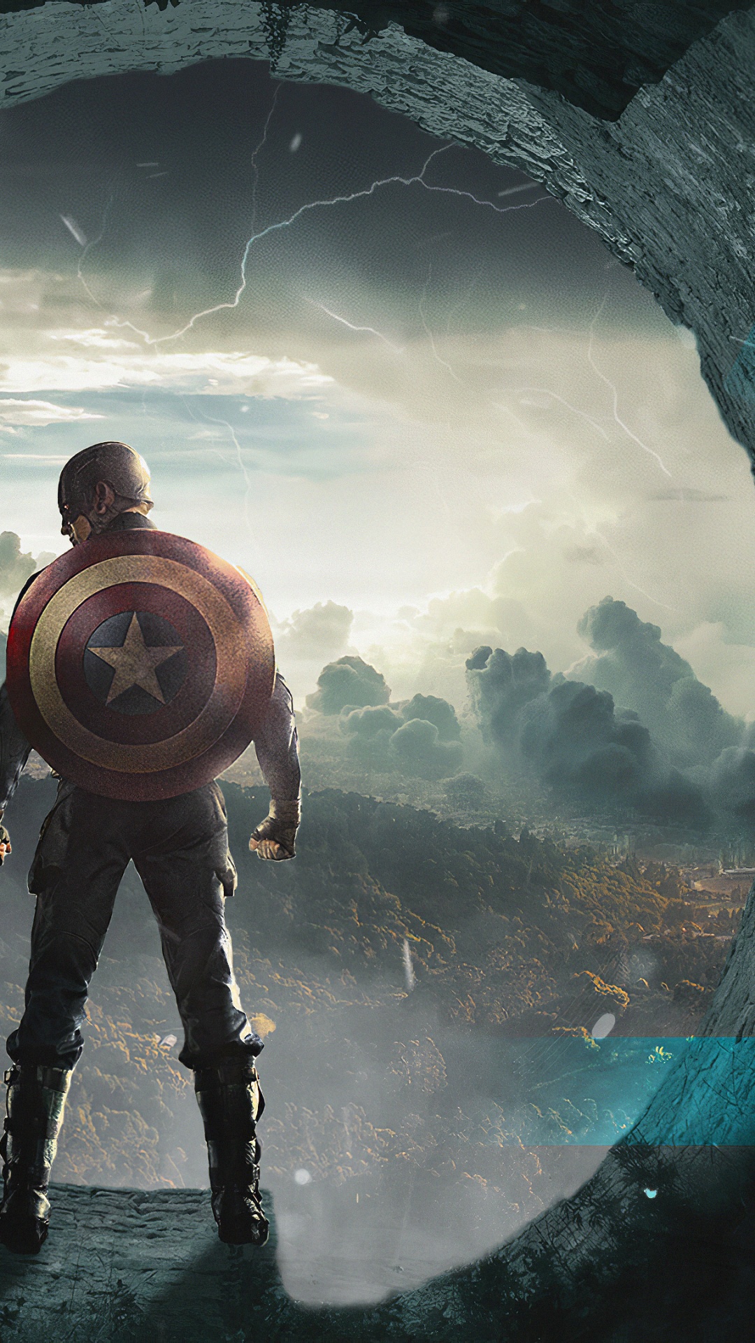 Mann in Schwarzer Hose Und Braunem Rucksack Steht Auf Höhle. Wallpaper in 1080x1920 Resolution