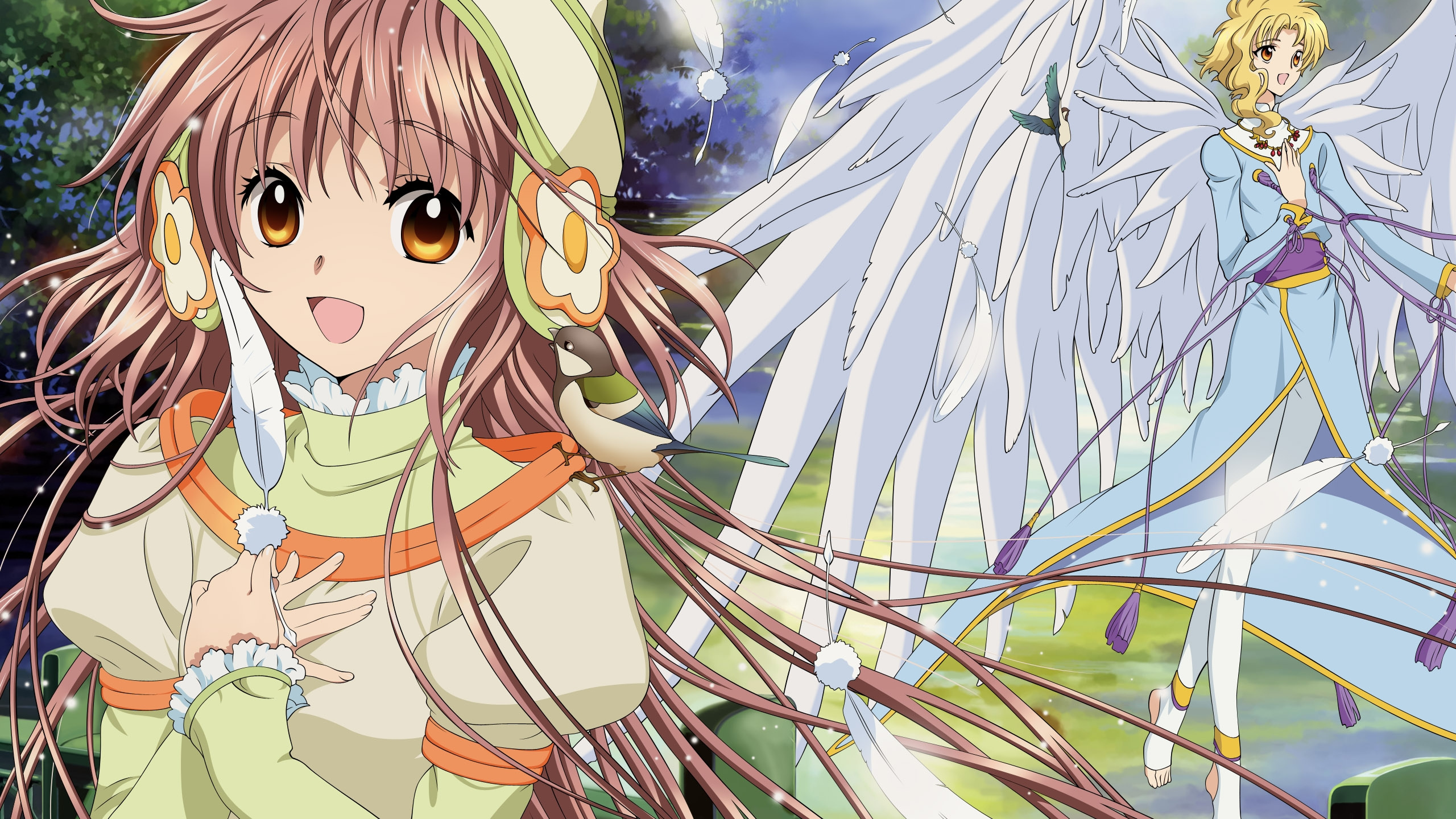 Mädchen im Weißen Und Roten Kleid Anime-Charakter. Wallpaper in 2560x1440 Resolution