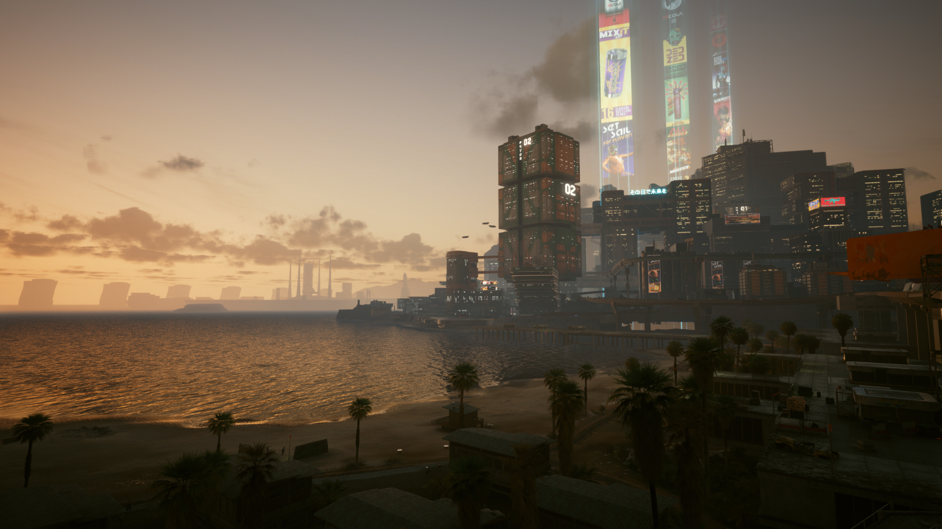 Cyberpunk, Cyberpunk 2077, Cyberpunk 2020, Skyline, Wasser. Wallpaper in 1920x1080 Resolution