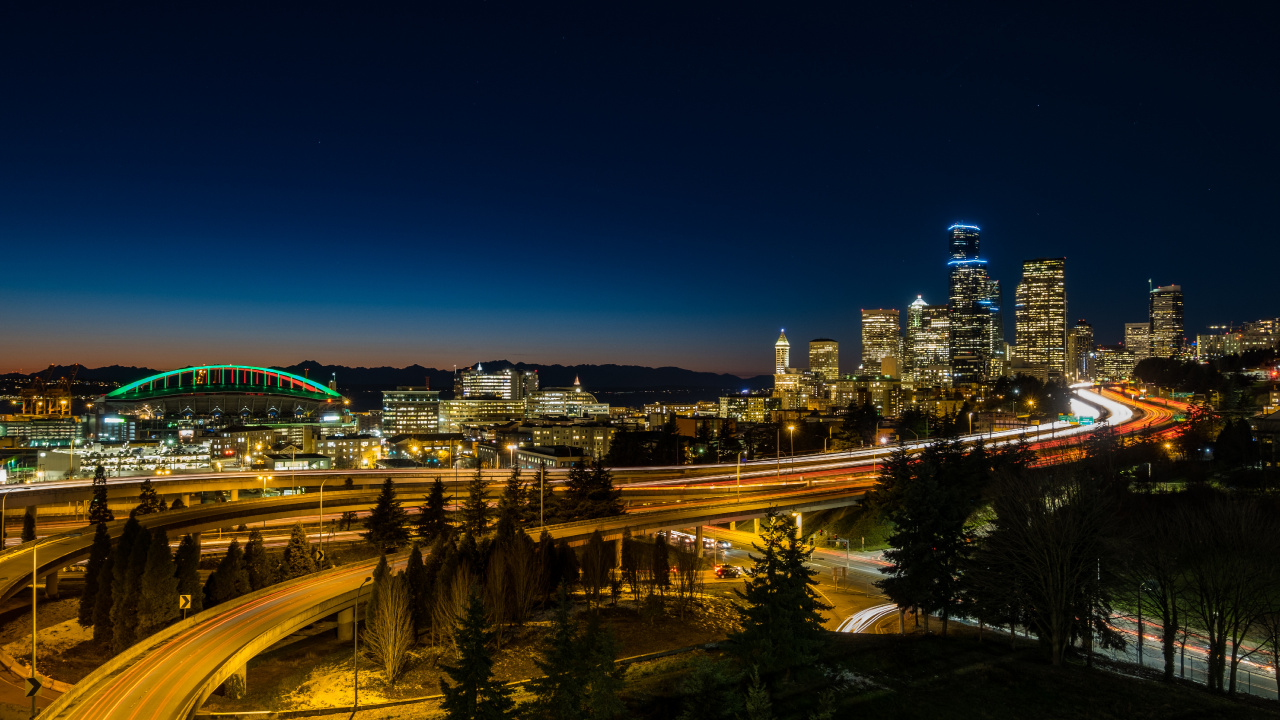 City Lights During Night Time. Wallpaper in 1280x720 Resolution