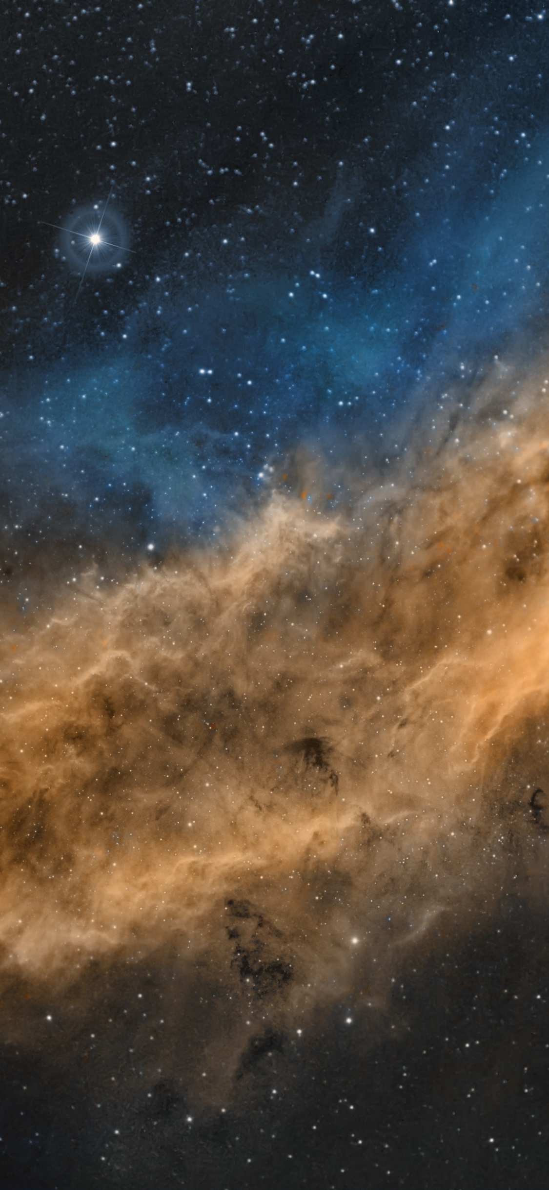 Blue and White Starry Night Sky. Wallpaper in 1125x2436 Resolution