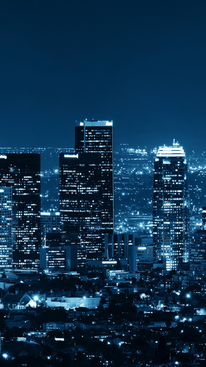 Horizon de la Ville Pendant la Nuit. Wallpaper in 720x1280 Resolution