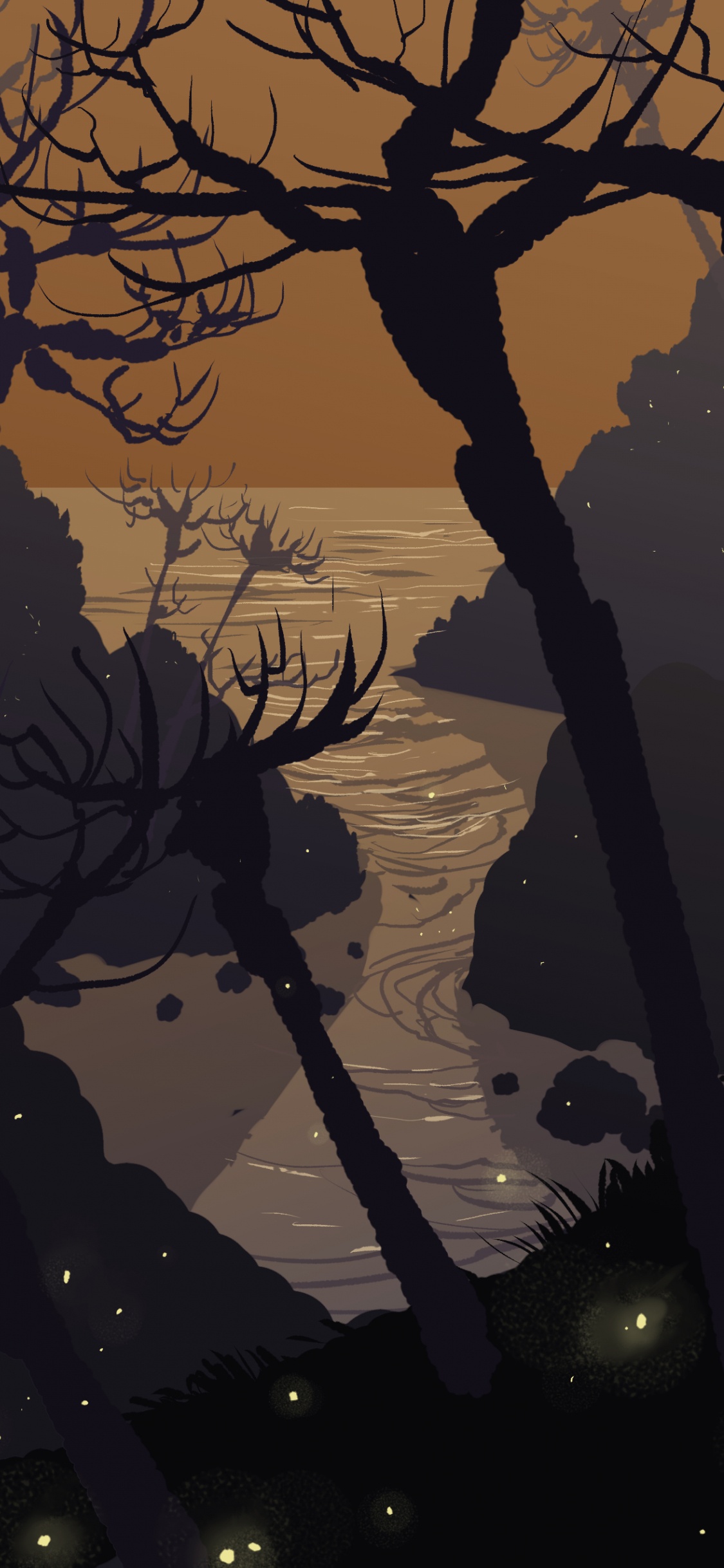 Silhouette of Person Standing on Tree Branch During Sunset. Wallpaper in 1125x2436 Resolution