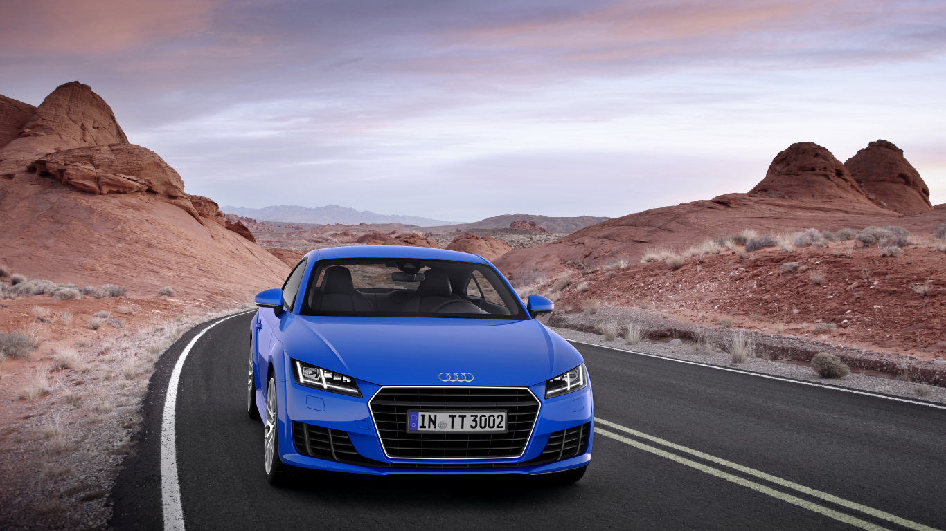 Blue Audi a 4 on Road During Daytime. Wallpaper in 1366x768 Resolution