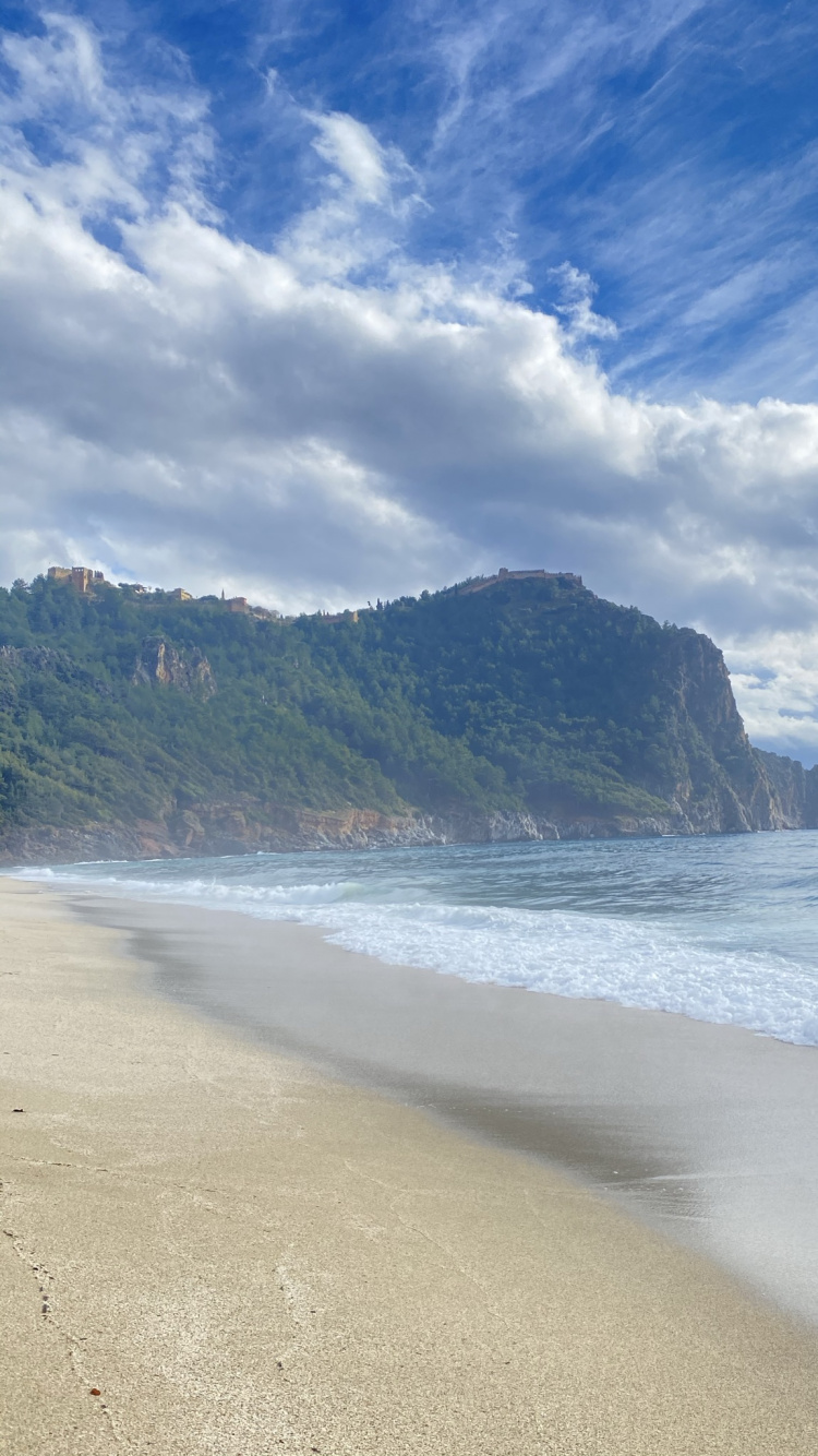 Kleopatra Beach, Damlatas Caves, Cloud, Water, Mountain. Wallpaper in 750x1334 Resolution